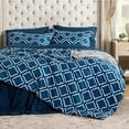 thumbnail image 2 of U by Bedsure King Comforter Set 7 Pieces - Navy Blue Quatrefoil Comforters King Size, Lightweight Bedding Sets for All Season, Bed in a Bag with Comforters, Sheets, Pillowcases & Shams, 2 of 7