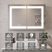 36x24 inch Bathroom Medicine Cabinet with Mirror, Wall Mounted Aluminium body Large Storage Vanity Mirror Cabinet, Anti-Fog Adjustable LED Lights
