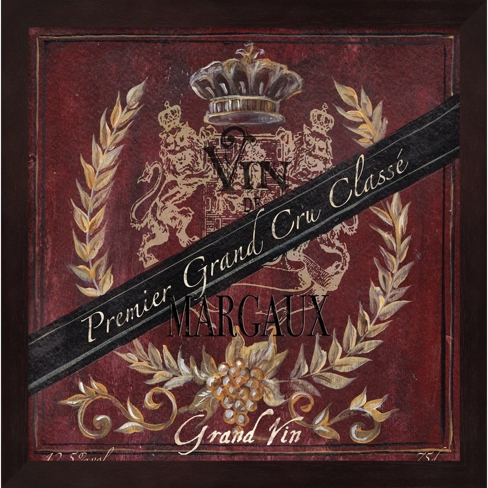 Grand Vin Wine Label IV Mahogany Framed Poster