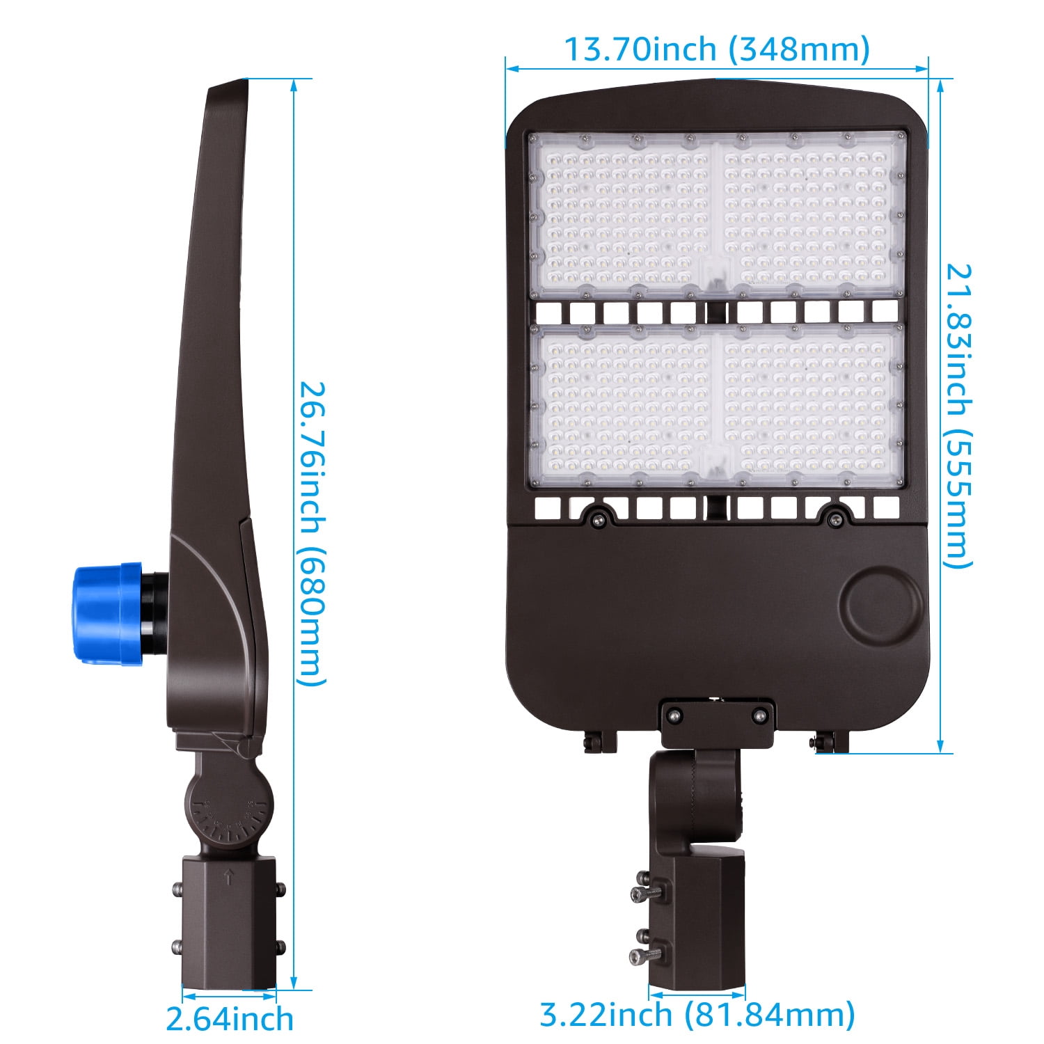 300W Outdoor Hardwired LED Parking Lot Pole Lights, Dusk to Dawn Commercial Security Flood Lights with Photocell, UL & DLC Listed, IP65 Waterproof