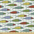 thumbnail image 2 of Ambesonne Colorful Fabric by the Yard Upholstery, Fish Animals, 1 Yard, Multicolor, 2 of 5