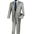 thumbnail image 2 of Luxurious Men's 3-Piece Glen Plaid Pattern Suit, Blazer, Vest and Pants w/1 Pair of Socks - Gray 38R, 2 of 3
