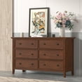 IKENO 6 Drawers Wood Dresser, Caramel Solid Wood Chest of Drawers, 6