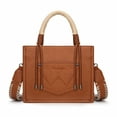 thumbnail image 6 of Wrangler Tote Bag Cow Print Western Satchel Bags for Women with Braided Rope Handle, Brown, 6 of 7