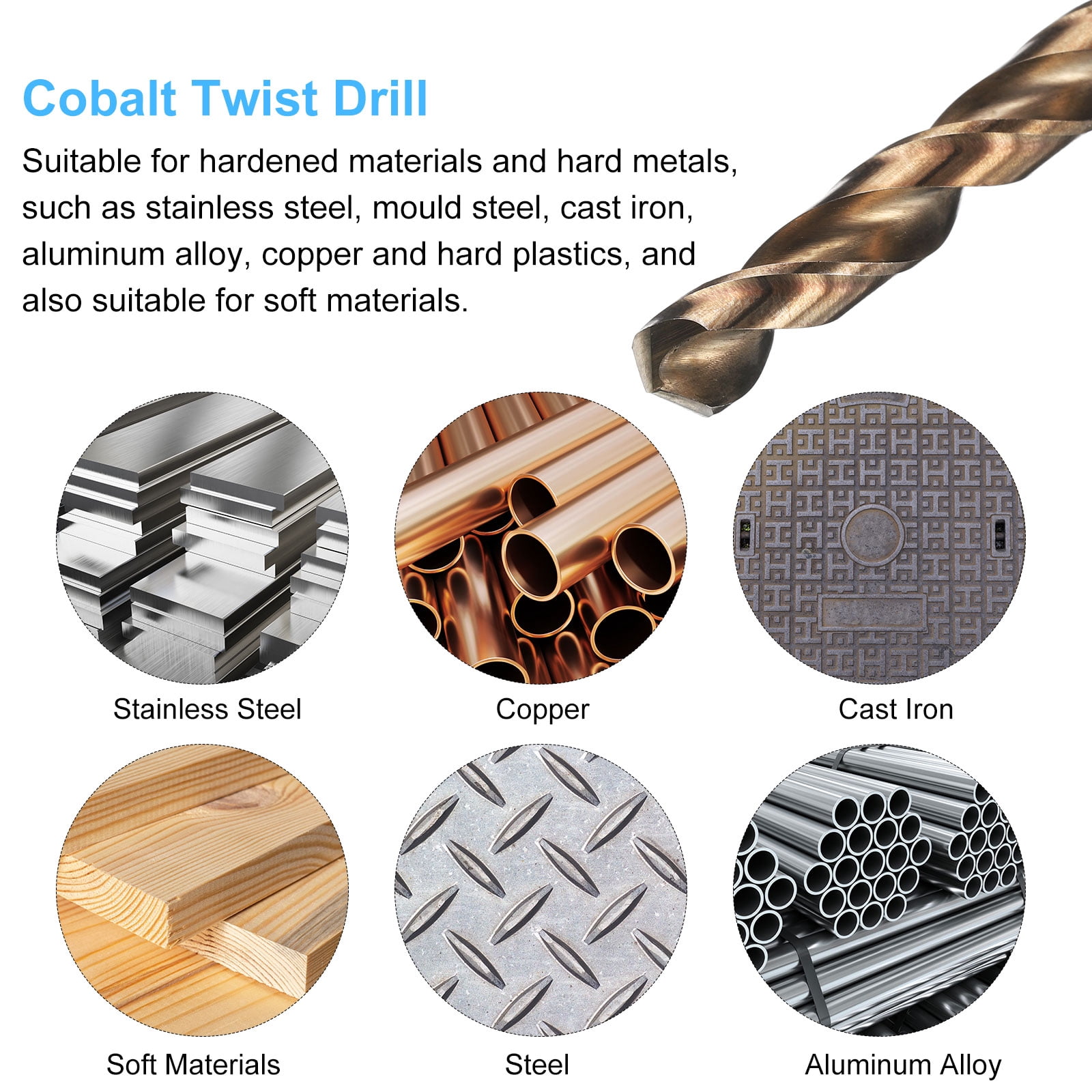 10pcs M35 Cobalt Drill Bit Set 6.5mm Cobalt High-Speed Steel