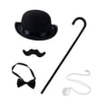 thumbnail image 4 of Sombrero de disfraz de Halloween,Accesorios para hombre Conjunto de accesorios para disfraz de caballero,Sombrero Disfraz Bastón Collar Pajarita Barba,Disfraces de carnaval,accesorios para, 4 of 8