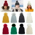 thumbnail image 6 of Fashion Satin Lined Stretchy Soft Knit Hats Faux Fur Pom Pom Hat Beanie Hat for Women Winter Beanie Hat LIGHT GREY, 6 of 8