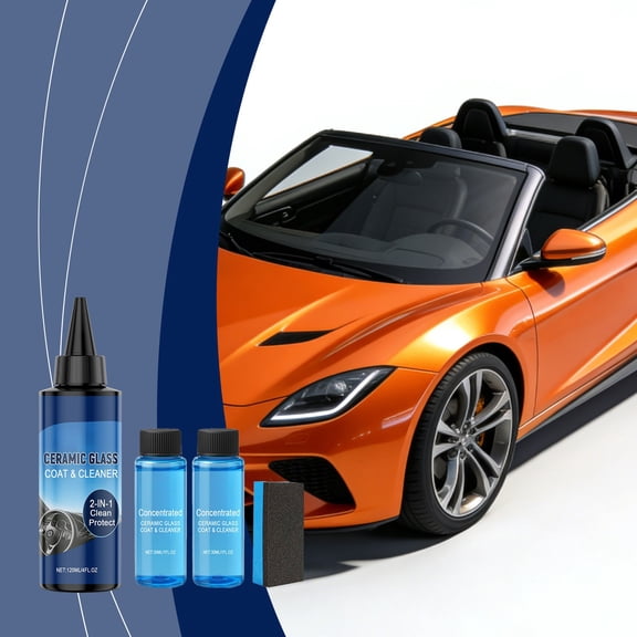 Qiweii Ceramic Glass Coating and Cleaner 6.09 Ounce, Multi Surface Sealant for Car and Home Glass