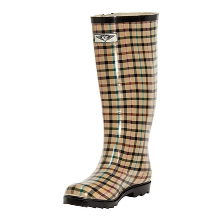 plaid rubber boots