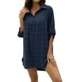 thumbnail image 3 of UVN Summer Swimsuit Coverups for Womens Chiffon Bikini Swimwear Beach Cover-Ups Ladies Loose Pom Pom Shirt Dress, 3 of 6