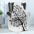 thumbnail image 4 of Halloween Soft Flannel Fleece Throw Blanket, Sketchy Spooky Tree Scary Design Objects and Wicked Witch Broom Abstract, Cozy Plush for Indoor and Outdoor Use, 50" x 60", Black White, by Ambesonne, 4 of 5