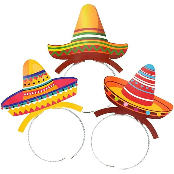 4E's Novelty 9 Pack Sombrero Headbands – Cinco De Mayo Party Favors, Taco Tuesday Accessories