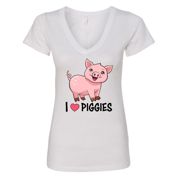 Inktastic I Love Piggies Cute Pig Women's V-Neck T-Shirt