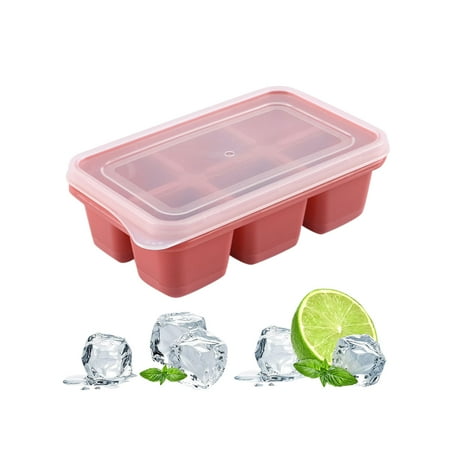 

XIUH Ice Mould Trays Mini Ice Trays With Easy Release Silicone Bottom Stackable Small Ice Cube Mold Pink