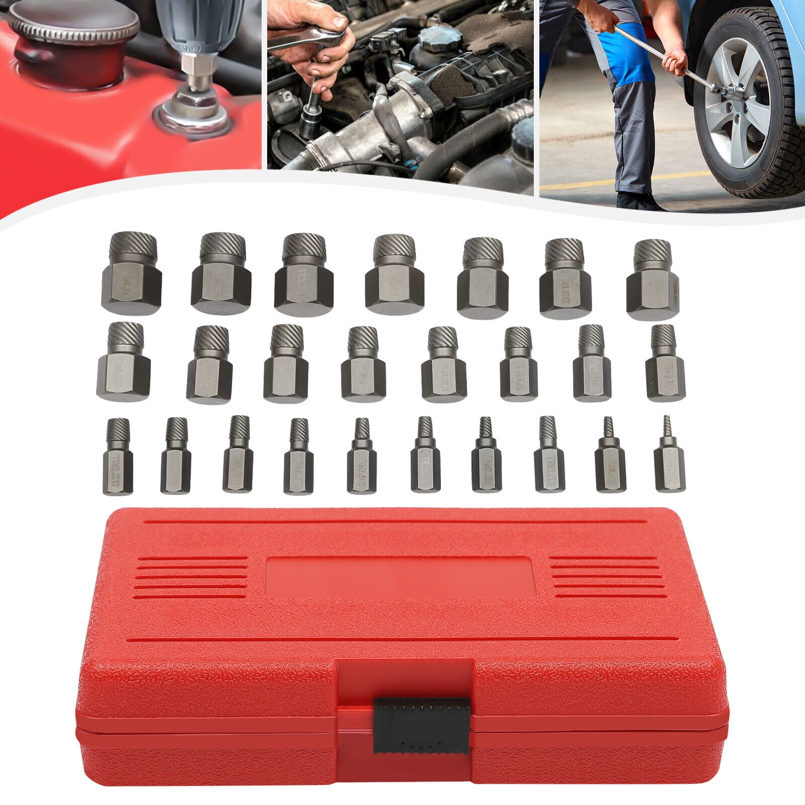 LANNIU 25Pcs Screw Extractor Set, Hex Head Multi-Spline Easy Out Bolt Extractor Set, Premium High Carbon Steel Rounded Bolts Remover LANNIU 25Pcs Screw Extractor Set, Hex Head Multi-Spline Easy Out Bolt Extractor Set, Premium High Carbon Steel Rounded Bolts Remover