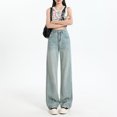 thumbnail image 1 of Pantalones vaqueros Lyocell Tencel de Color claro para mujer, pantalones de pierna ancha de seda de hielo, finos, a la moda, holgados, rectos y estrechos, de verano, 1 of 5
