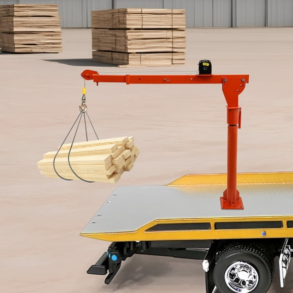 YIYIBYUS 1100Lbs Truck-Mounted Crane Hoist, Truck-Mounted Crane with 3500Lbs 12V Electric Winch Adjustable Pickup Truck Jib Cranes for Lifting Goods