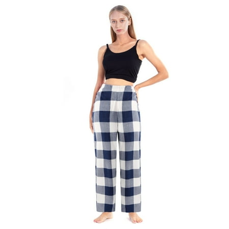 

Women Flannel Pajama Pants Plaid Sleep Lounge PJ Bottoms