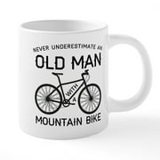 CafePress - Old Man With A Mountain Bike Mugs - 20 Oz White Ceramic Mega Mug