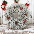 thumbnail image 6 of Christmas Snow Spray Red Fruit Pines Needle Wreath Decoration, Door Hanging, Wall Layout, Mantel, Tabletop and Festive Holiday Ornament, 6 of 7