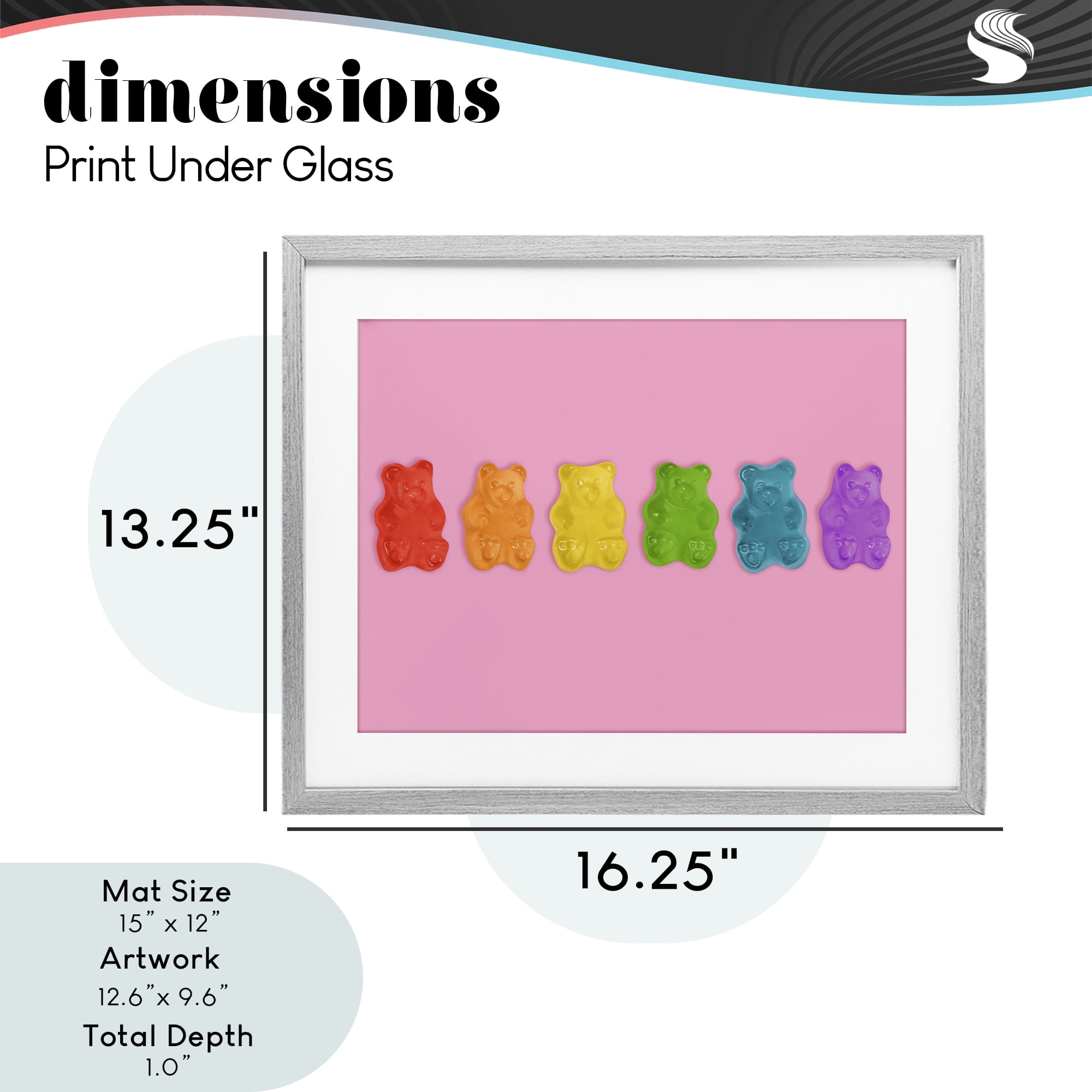 Stupell Industries Rainbow Gummy Bears on Pink Gray Framed Print Under Glass, design by LISH Creative