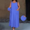 thumbnail image 6 of SOOMLON Plus Size Dresses for Curvy Women Sleeveless Kaftan Dress Ruched Ankle Length Dress Vacation Wear with Pockets, 6 of 7