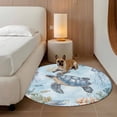 thumbnail image 2 of Ocean Themed Round Rugs for Living Room 6ft Nautical Sea Turtle Jellyfish Watercolor Blue Non Slip Circle Rug Washable Low-Profile Indoor Carpet for Bedroom, Dining Room, Bathroom, 2 of 9