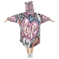 thumbnail image 2 of BZSMCE Wearable Blanket Hoodie Fashion Vibrant Love Graffiti Home Wear, 2 of 7
