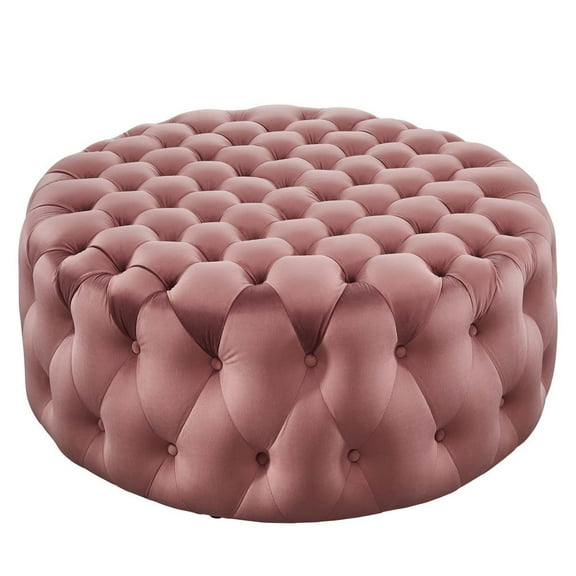 Modway Amour Tufted Button Large Round Performance Velvet Ottoman, Multiple Colors