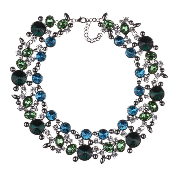 Minnieouse Collar de cristal Cadenas de clavícula de aleación Collares retro Decoración Novia Señoras Joyería para citas Fiesta Regalo Joyas Ropa, zapatos y accesorios Miscelánea Verde Minnieouse AP014540-01
