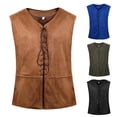 thumbnail image 2 of Lohuatrd Men Vintage Vest Medieval V Neck Sleeveless Lace Up Cardigan Solid Color Thin Steampunk Renaissance Gothic Style Waistcoat, 2 of 8
