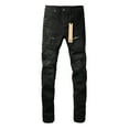 thumbnail image 2 of New Ksubi Men's Jeans 2025 Casual Comfort Holes Fashionable Straight Skinny Slim Fit Jeans, 2 of 9