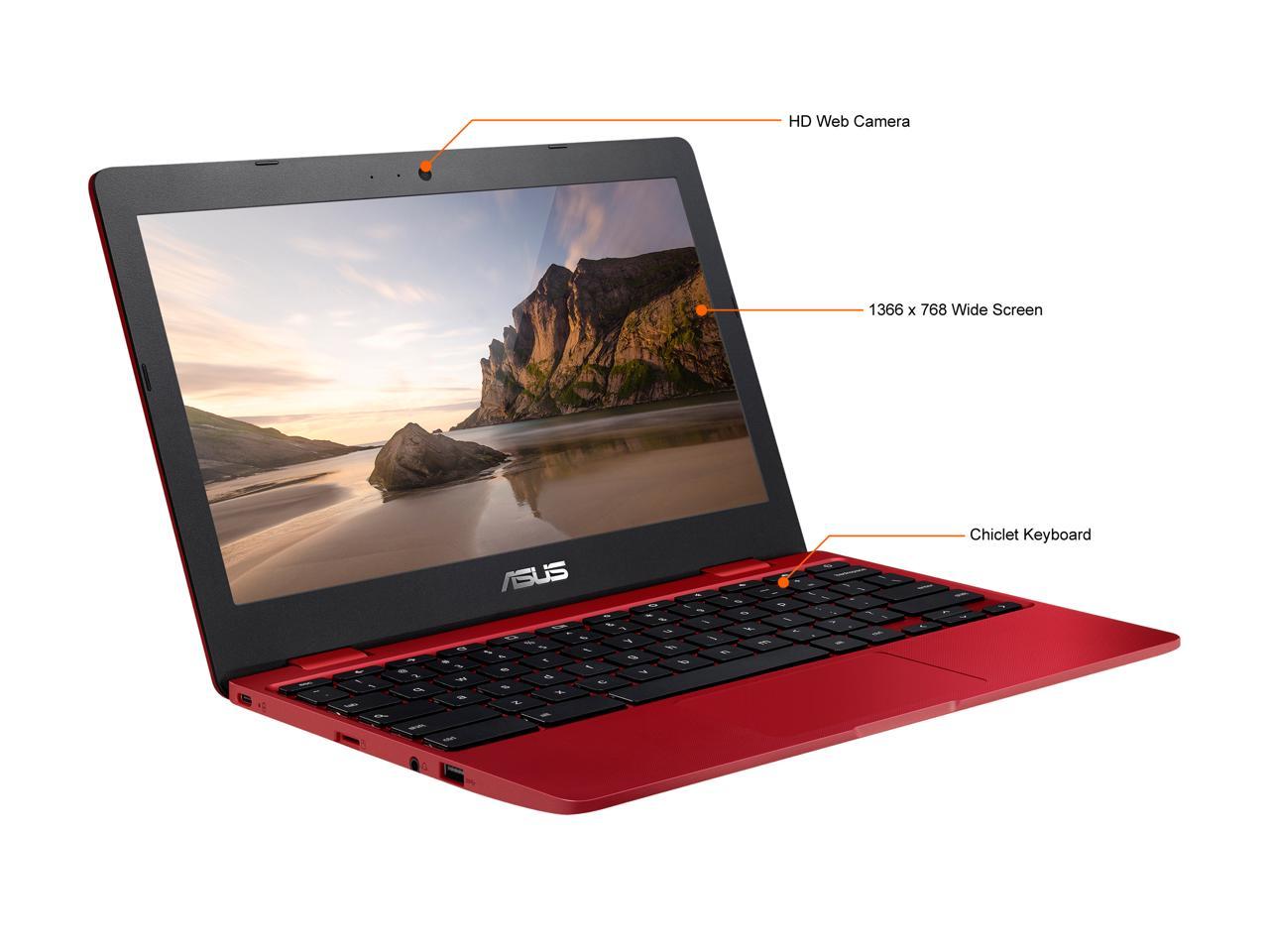 ASUS Chromebook Laptop in Red, 12, Intel Celeron, 32GB Flash Storage, 4GB RAM, C223NA-DH02-RD - image 2 of 17
