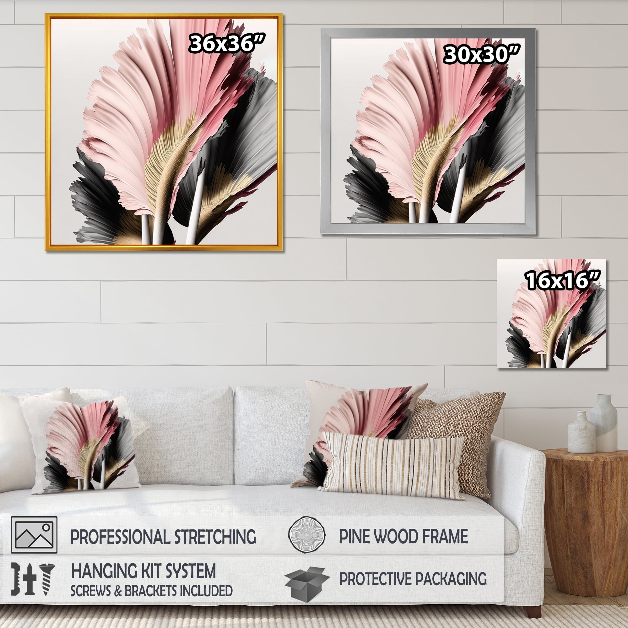 Designart Pink And Grey Gerbera Hyperrealistic Flowers Canvas Wall Art