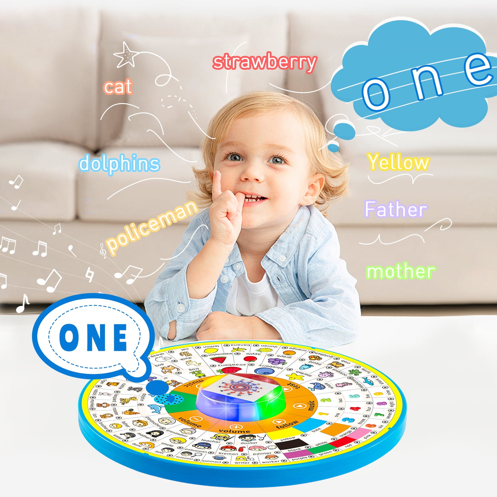 Kids Learning Toys for Toddlers 1-3,musical toys Interactive Educational Toddler Toy,Birthday Gifts for Age 1 2 3 4 5 Year Old Boys Girls