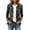 Black, variant on Women's Camo Print Jacket Lapel Collar Double Breasted Ruffle Trim Long Sleeve Open Front Coat for Fall Daily Wear