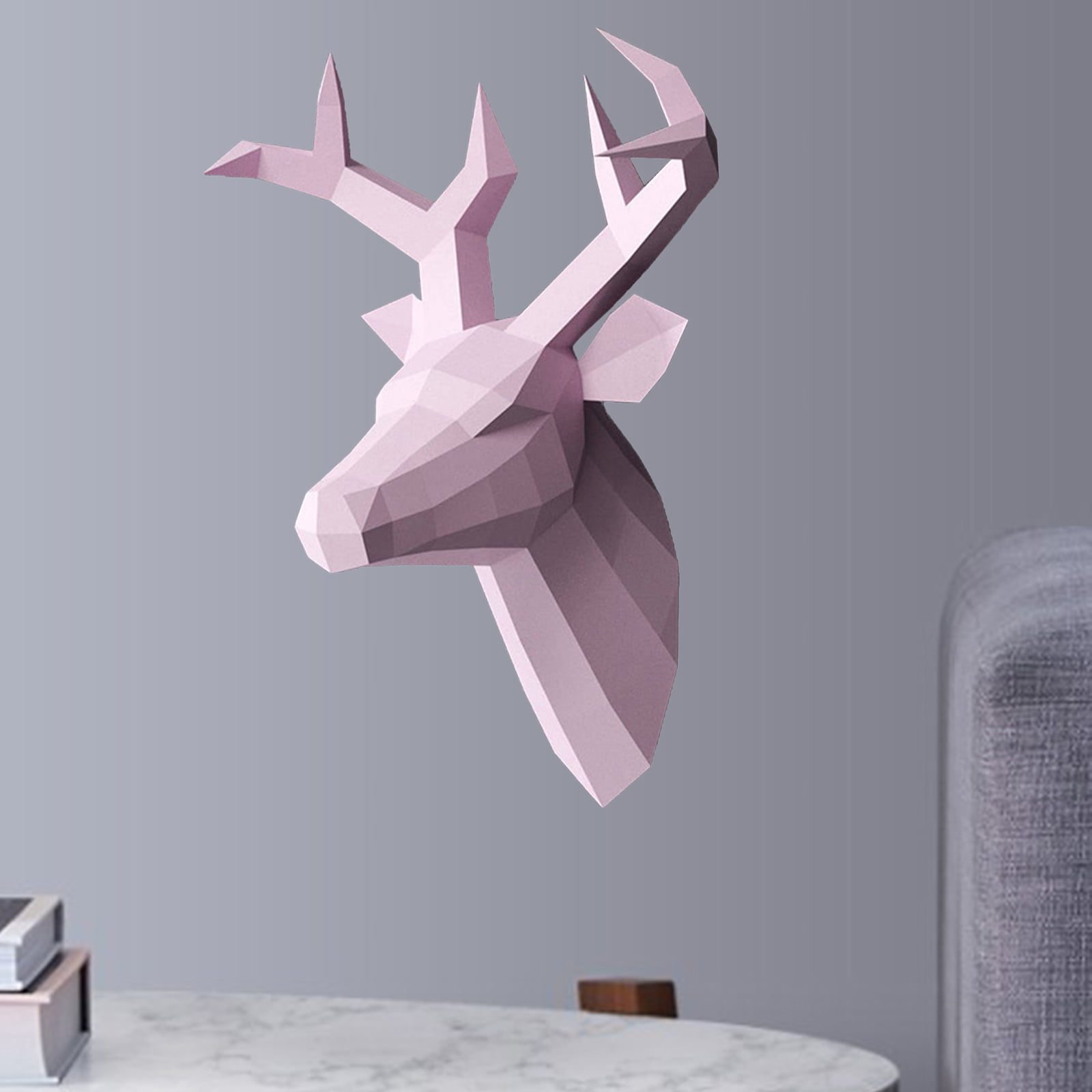 Pre-cut Deer Head Antlers Paper Model DIY Animal Wall Mount Decor Decoration
