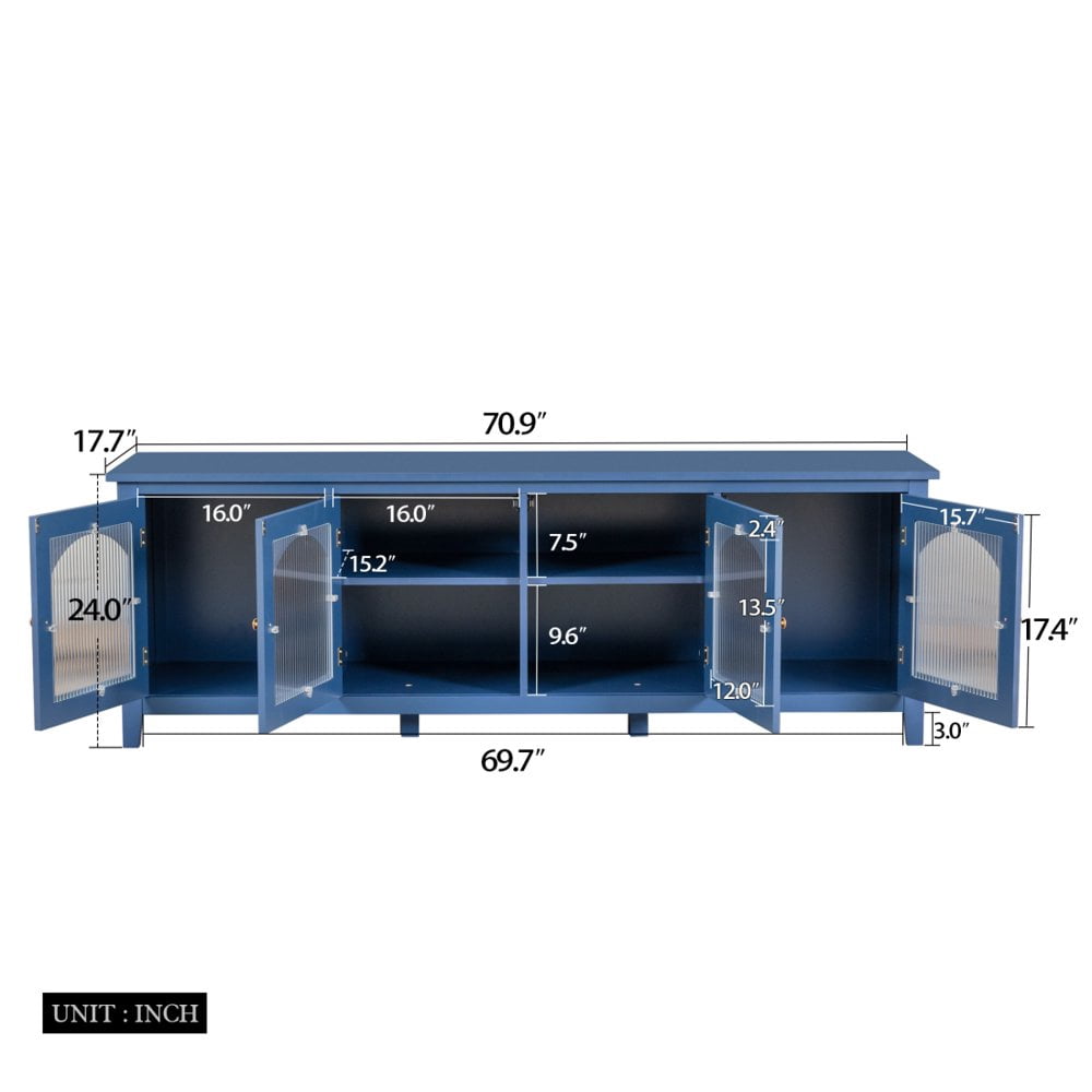 Gzxs Vintage TV Stand for TVs up to 79in, Entertainment Center