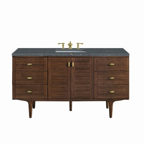 James Martin Vanities 670-V60S-WLT-3PBL Amberly 60" Single Basin Wood Vanity Set -