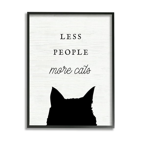 Stupell Industries Less People More Cats Inspirational Painting Black Framed Art Print Wall Art, 11 x 14