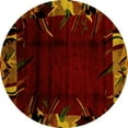 thumbnail image 1 of Ahgly Company Indoor Round Abstract Yellow Modern Area Rugs, 3' Round, 1 of 4