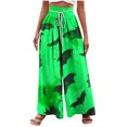 thumbnail image 2 of WXLWZYWL Halloween Pants for Women Women's Comfy Stretch Pants Casual Palazzo Sweatpants Bat Print Drawstring Wide Leg Pant Lounge Elastic Waist Sweatpant, 2 of 5