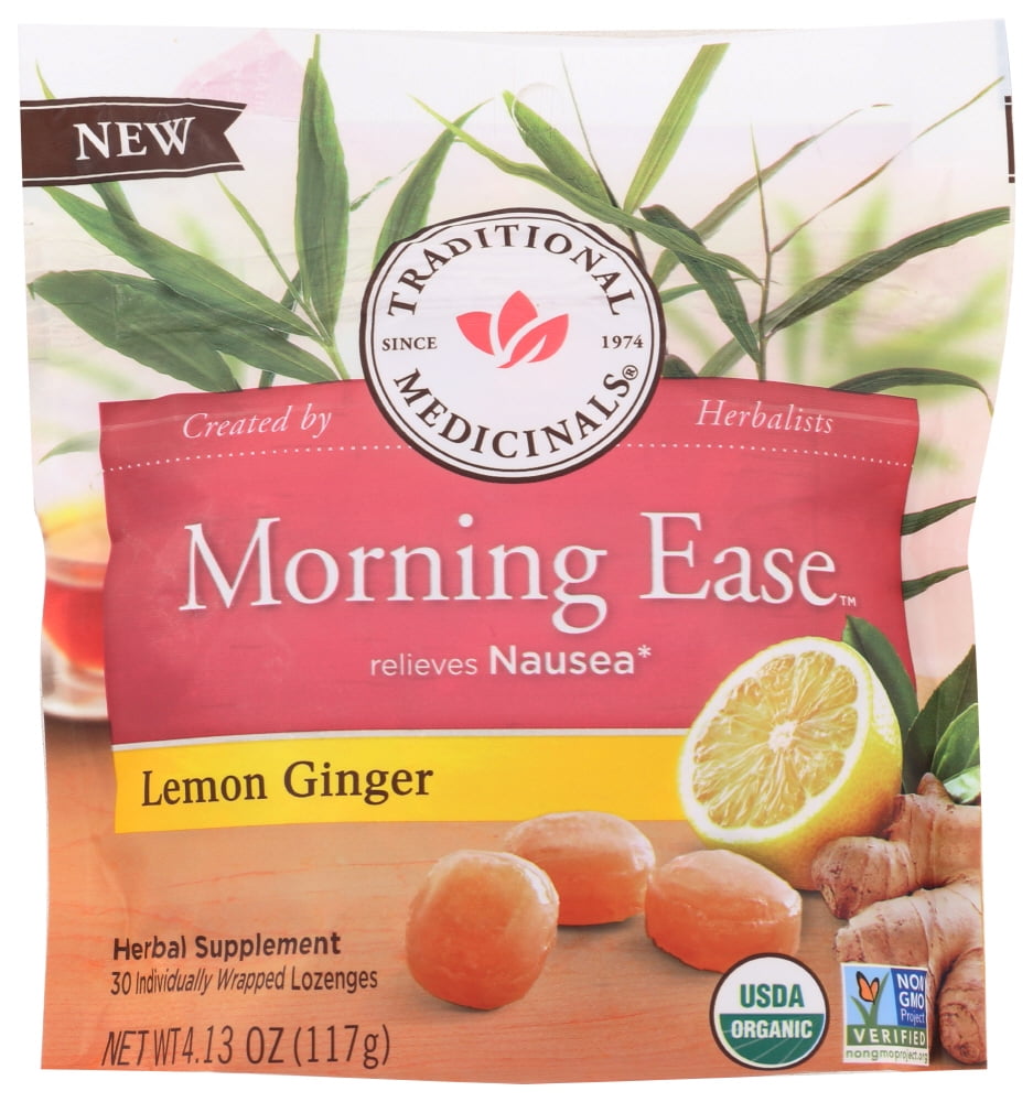 Traditional Medicinals Organic Morning Ease Lemon Ginger Lozenges, 4.13
