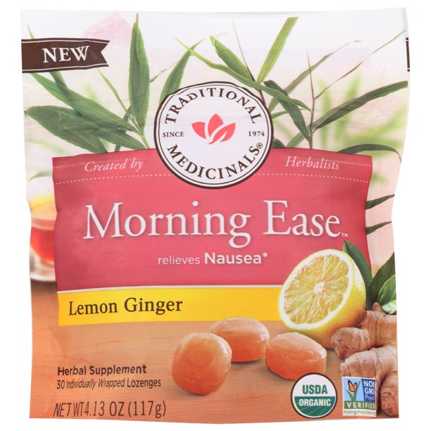 Traditional Medicinals Organic Morning Ease Lemon Ginger Lozenges, 4.13