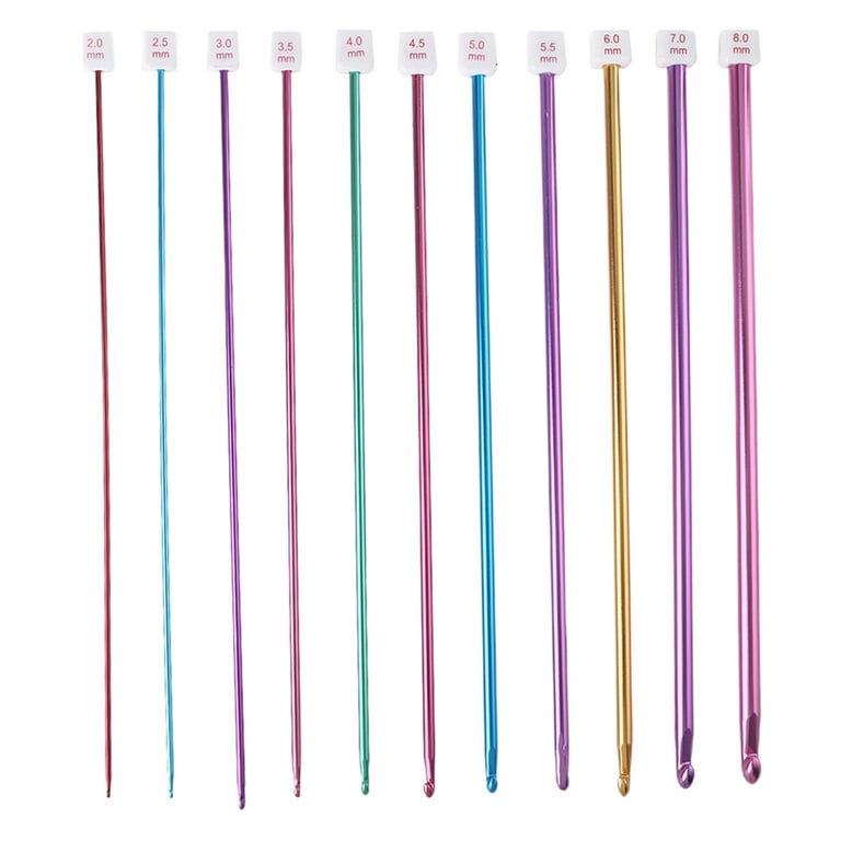 BINYOU Multicolor Tunisian Afghan Crochet Hooks Long Aluminum Knitting  Needle 