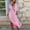 A0529-Pink, variant on QUINDOS Summer Dresses for Women Beach Sundress V-neck Long Sleeve Sun Dresses Solid Color Pockets Cotton Linen Long Midi Dresses for Women