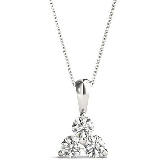 KohinoorGems 0.75 Ct Diamond 3 Stone Pendant Necklace In 14K Gold With 18" Chain