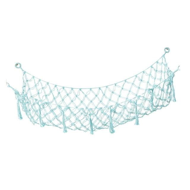 Plush Toy Hammock Net Stuffed Animal Storage Hammock Handwoven Rope Kids Bath Toy Mesh Hammock Corner Hammock Holder for Home Decor Playroom Blue