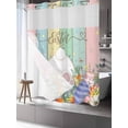 thumbnail image 3 of No Hook Shower Curtain with Snap-in Liner, Easter Waterproof Fabric Bathroom Curtains, Spring Rabbit Ears Foot Eggs Floral Wooden Grain Bath Curtains & Mesh Top Window Standard 72"x72", 3 of 9