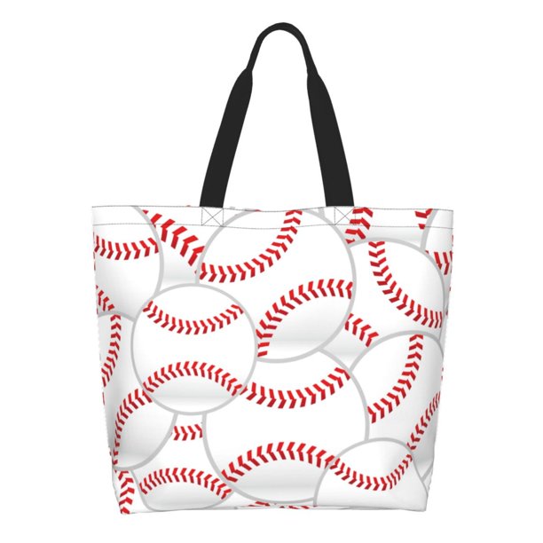 Balery Baseballs Bolsa Tote Estilo Estético con Cremalleras, Bolsa de Hombro, Bolsa de Compras Grande y Plegable